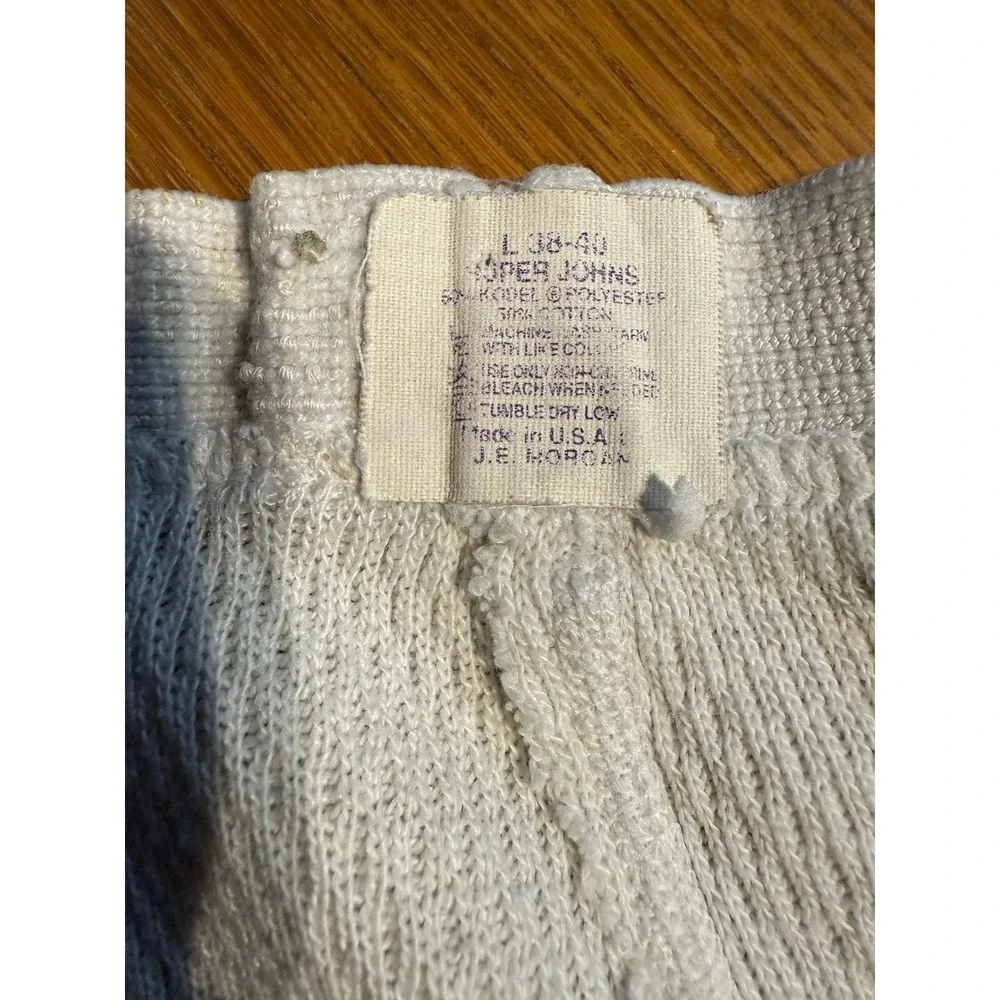 Vintage J.E. Morgan Thermal Long Johns L Waffle Knit USA‎ White Cotton Poly